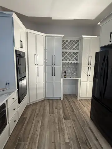 Cabinet installation during kitchen remodel