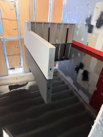 Interior framing and stair construction on a new build