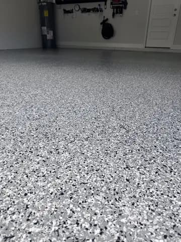 Epoxy flake garage floor coating installation