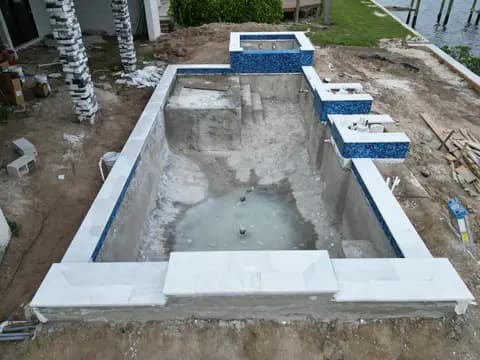 New pool construction with gunite shell taking shape