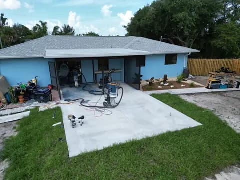 Aerial view of a roofing and screen enclosure project